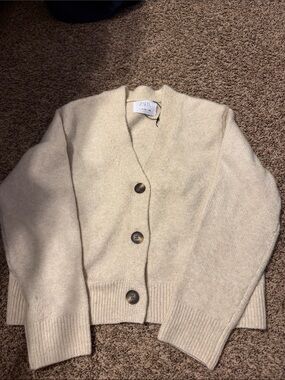 Zara Cream Button-Front Knit Cardigan